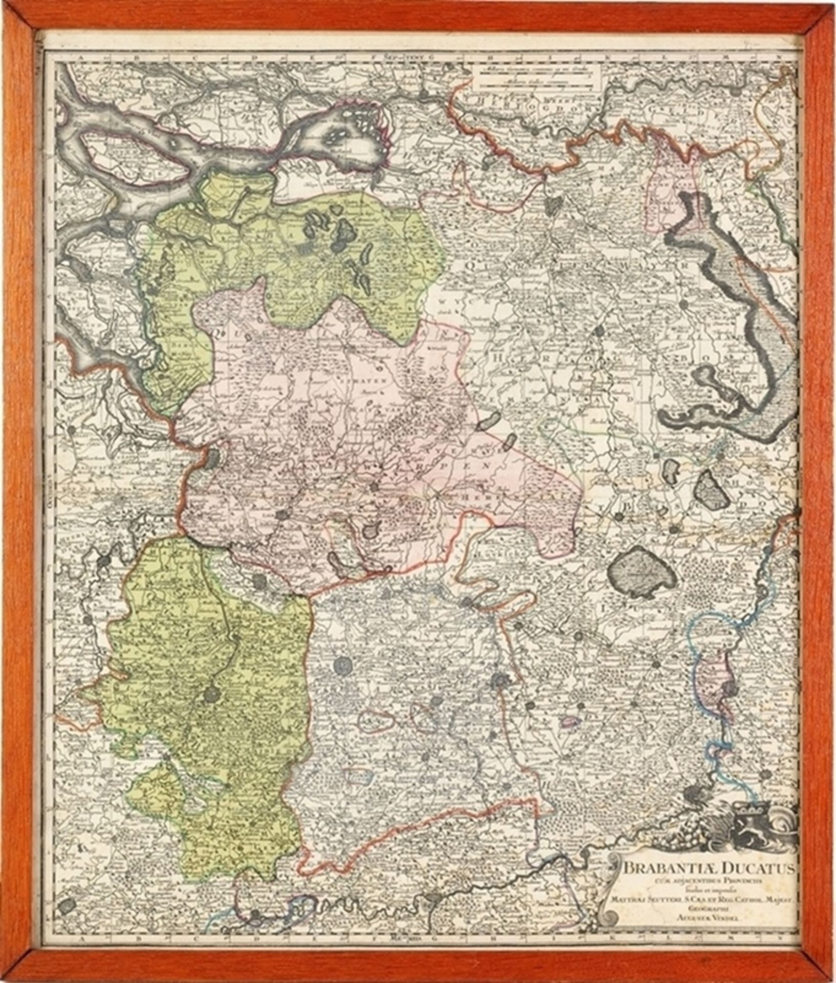 Historische Karte Herzogtum BrabantKupferstich, part. flächen- bzw. grenzkoloriert. "Brabant