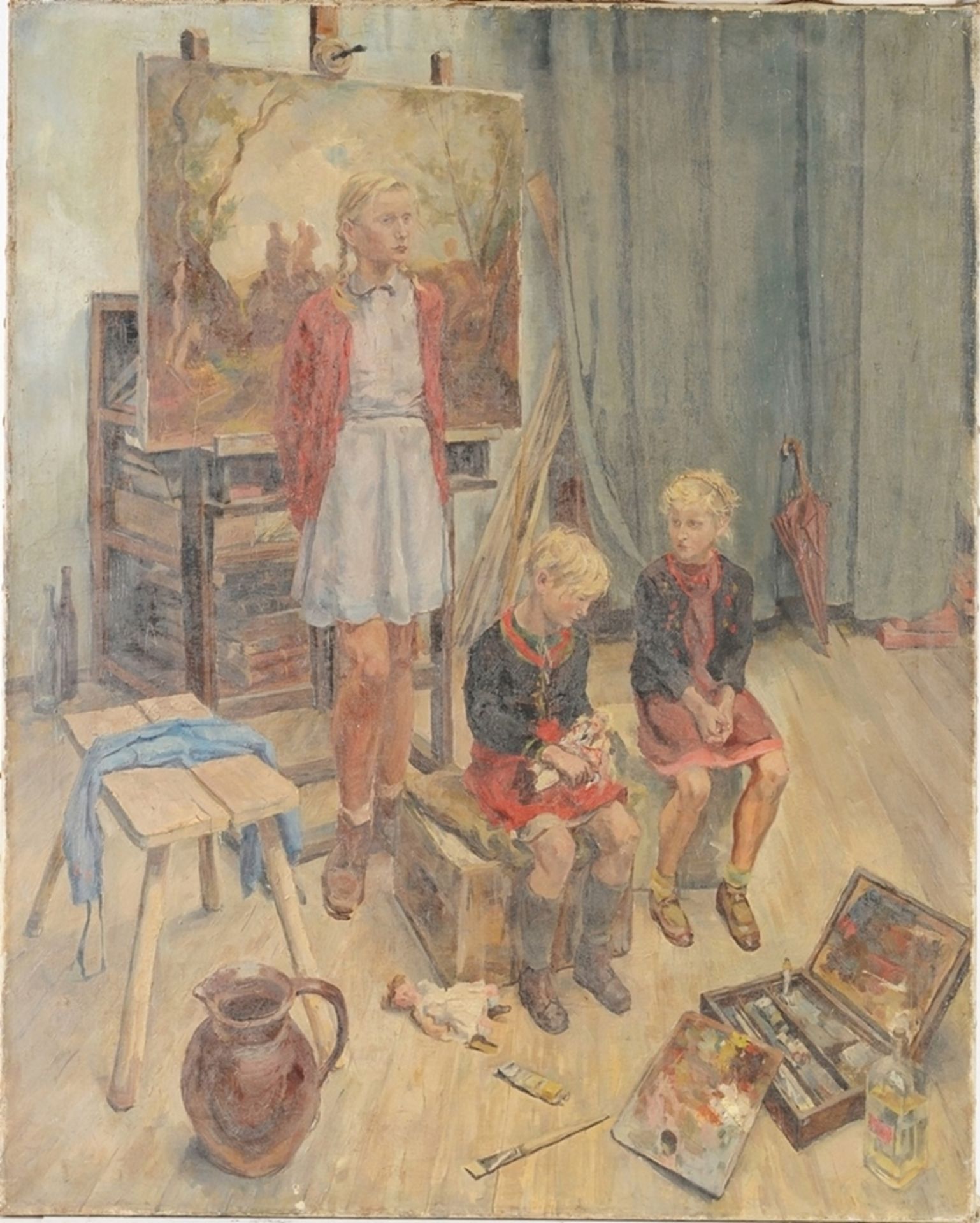 Amann, Fritz(1878 Gera - 1969 Naumburg) Öl/ Lwd. Im Atelier des Künstlers. Anfang 1940er Ja