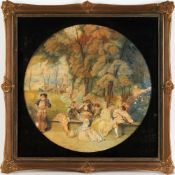 Watteau, Jean-Antoine nach(1684 Valenciennes - 1721 Nogent-sur-Marne) Aquarell/ Papier. Runde