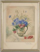 Apitz, Walter(Deutscher Maler, 20. Jh.) Aquarell/ Karton. Stillleben, sommerlicher Blumenstra