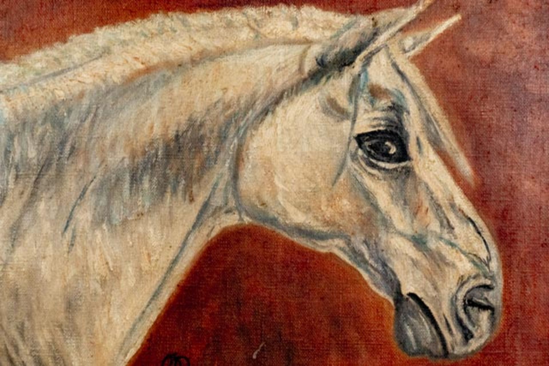 Gemälde Pferdekopf - Bild 2 aus 4