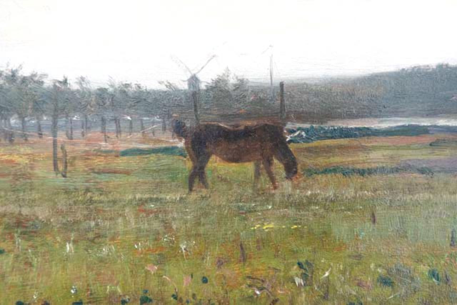 Norddeutsches Gemälde "Auf der Pferdeweide" - Bild 3 aus 11