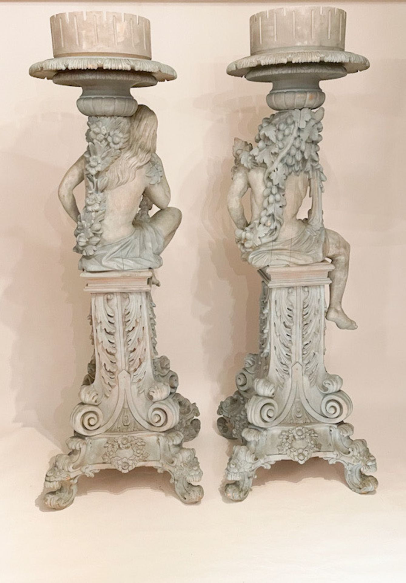 Paar monumentale geschnitzte Figuren Jardinieren - Image 8 of 10