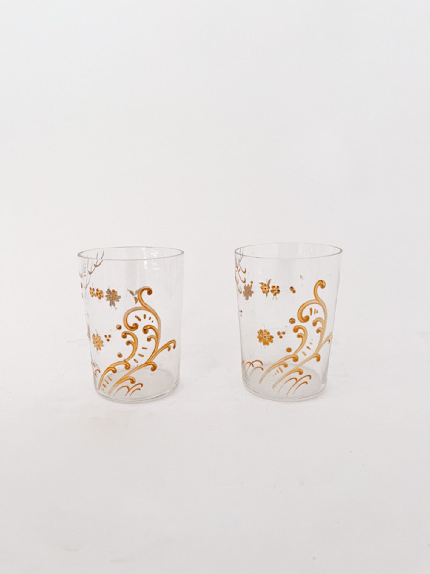 Paar feine Glasbecher mit Goldauflage. - Bild 2 aus 4