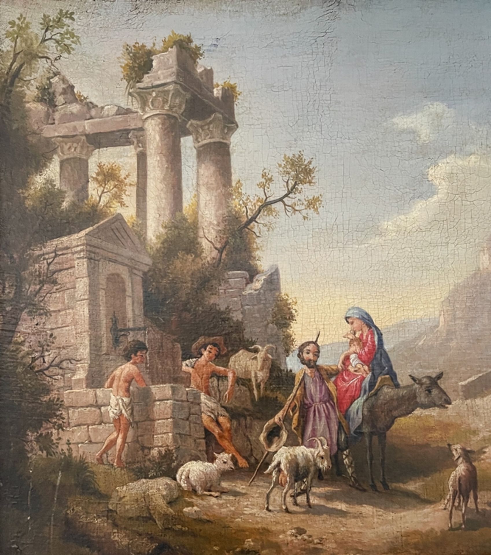 Ruinenlandschaft mit Personen und Ziegen - Bild 2 aus 4