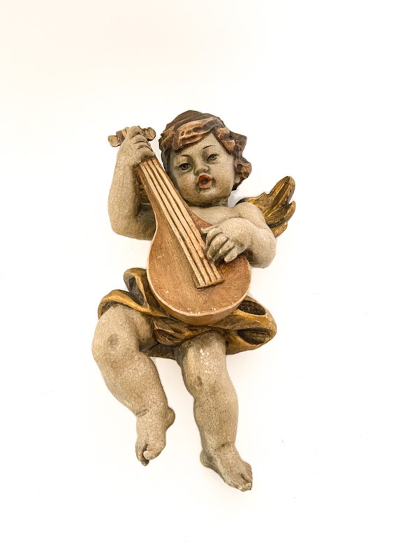 Holzgeschnitzte Putto mit Laute - Image 4 of 4