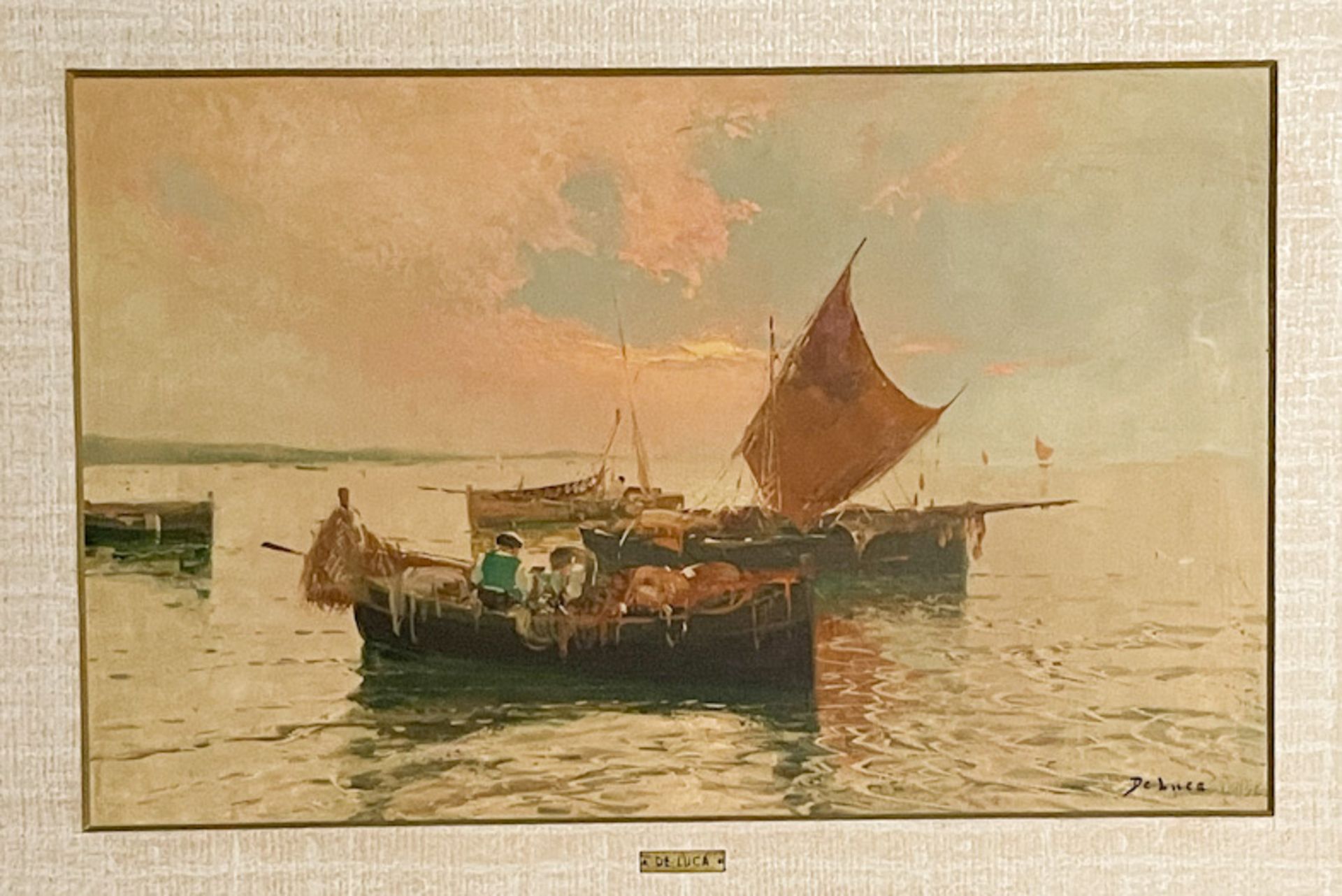 Gemälde "Italienische Landschaft mit Schiffen" - Bild 2 aus 3