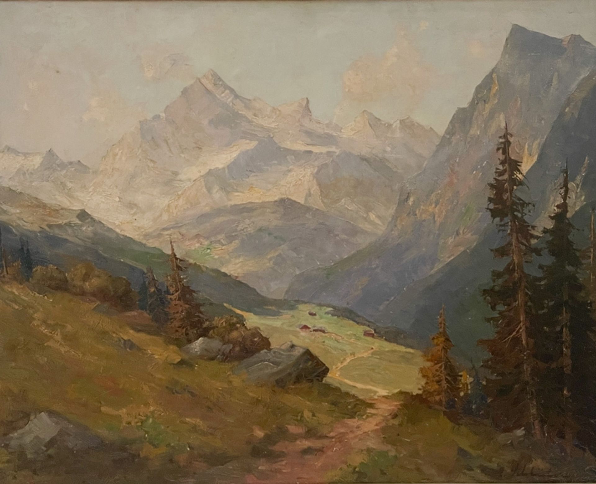 Gemälde "Alpenlandschaft mit Bergen" - Bild 2 aus 3
