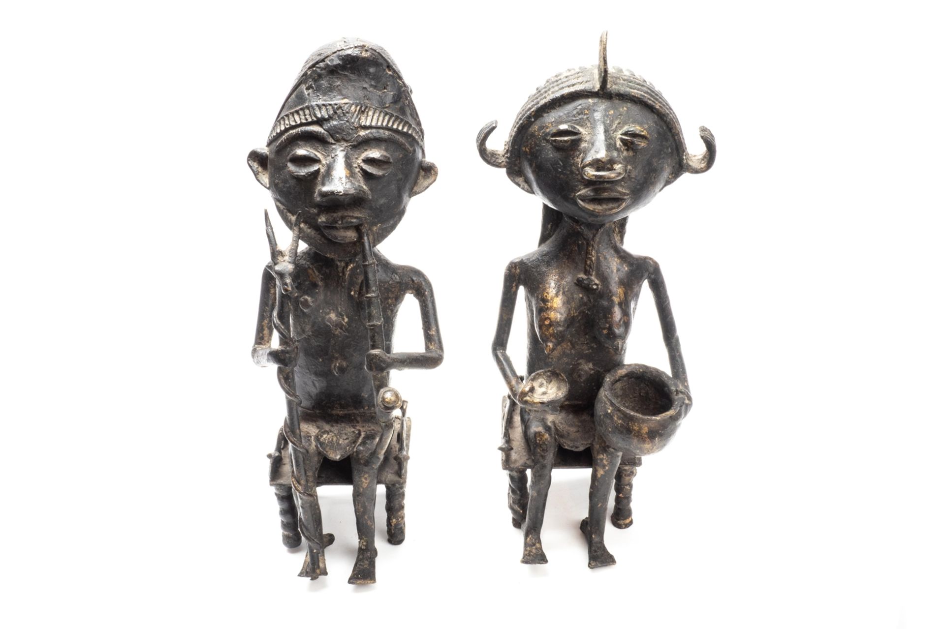 Paar afrikanische Bronzeskulpturen - Image 7 of 10