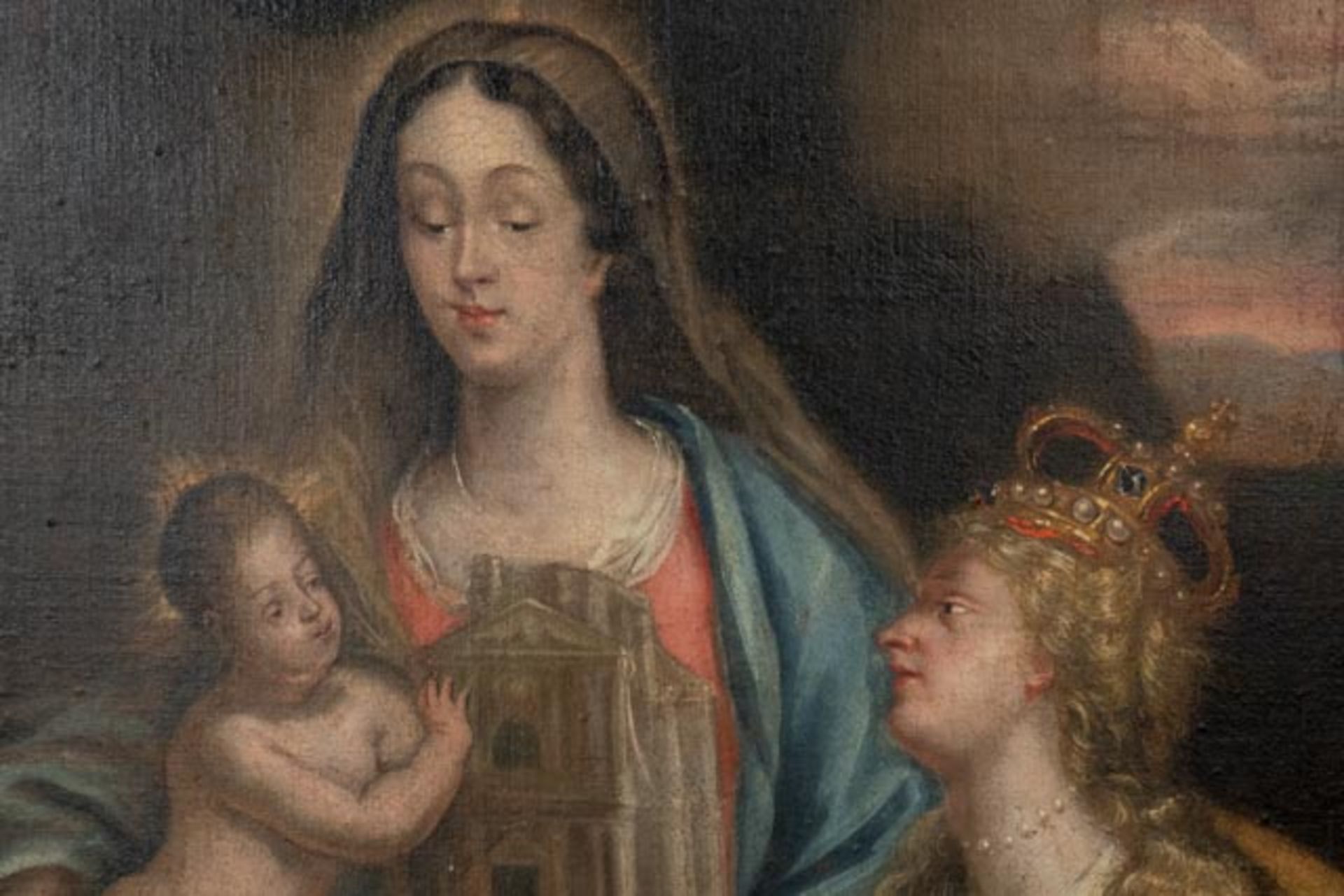 Prunkvolles Barockgemälde "Madonna mit Kind" - Bild 2 aus 6