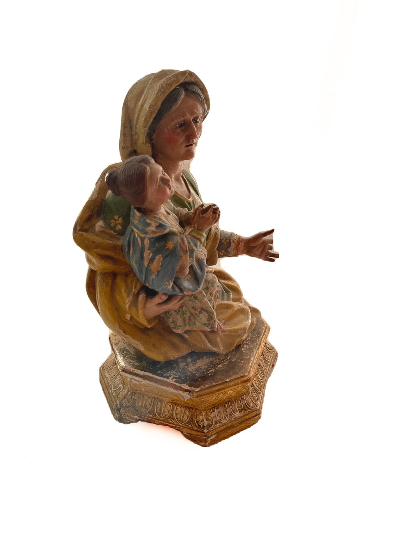 Neapolitanische Heiligenfigur mit Kind mit Glasaugen - Bild 4 aus 10