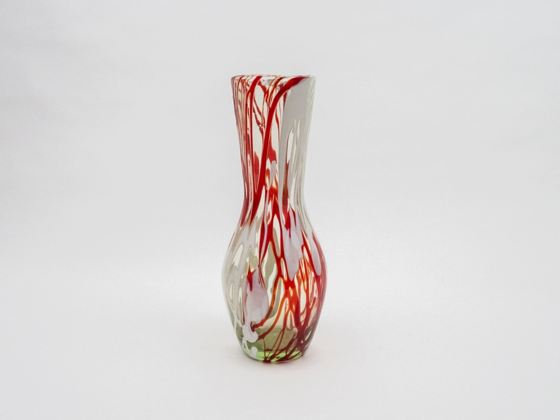 Rot-weiße Murano-Glasvase - Bild 4 aus 6