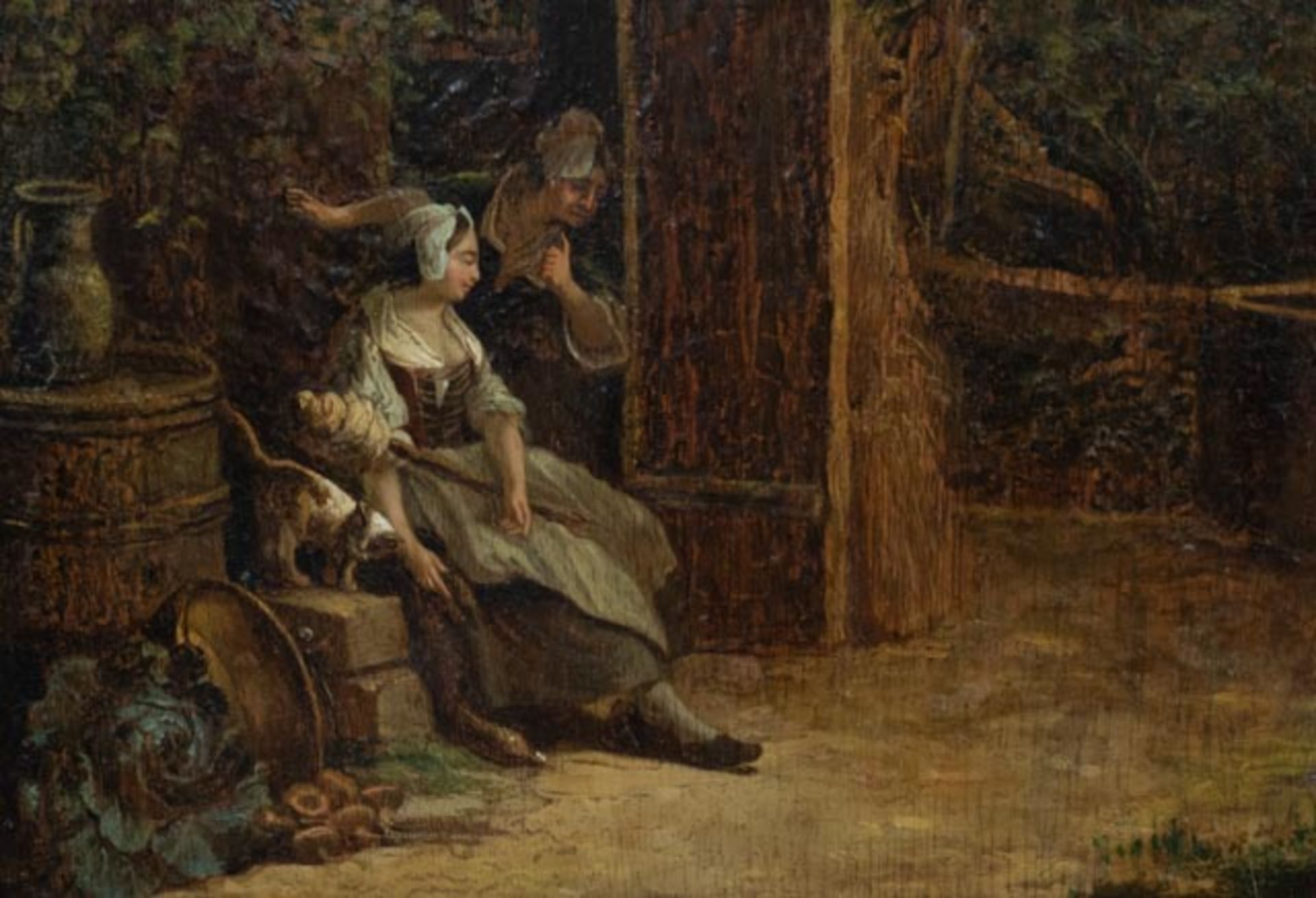 Gemälde "Frauen beim Taubenfüttern" - Image 2 of 7