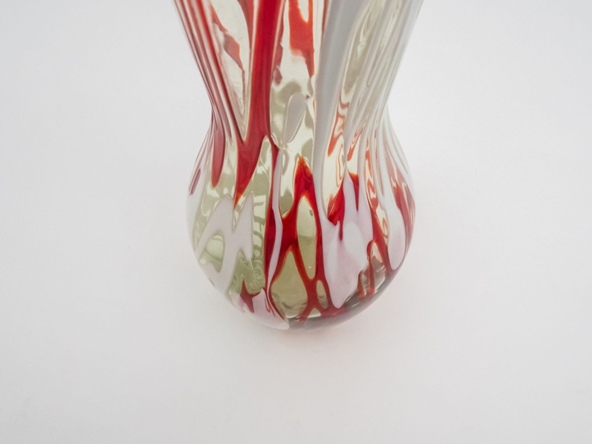Rot-weiße Murano-Glasvase - Bild 6 aus 6