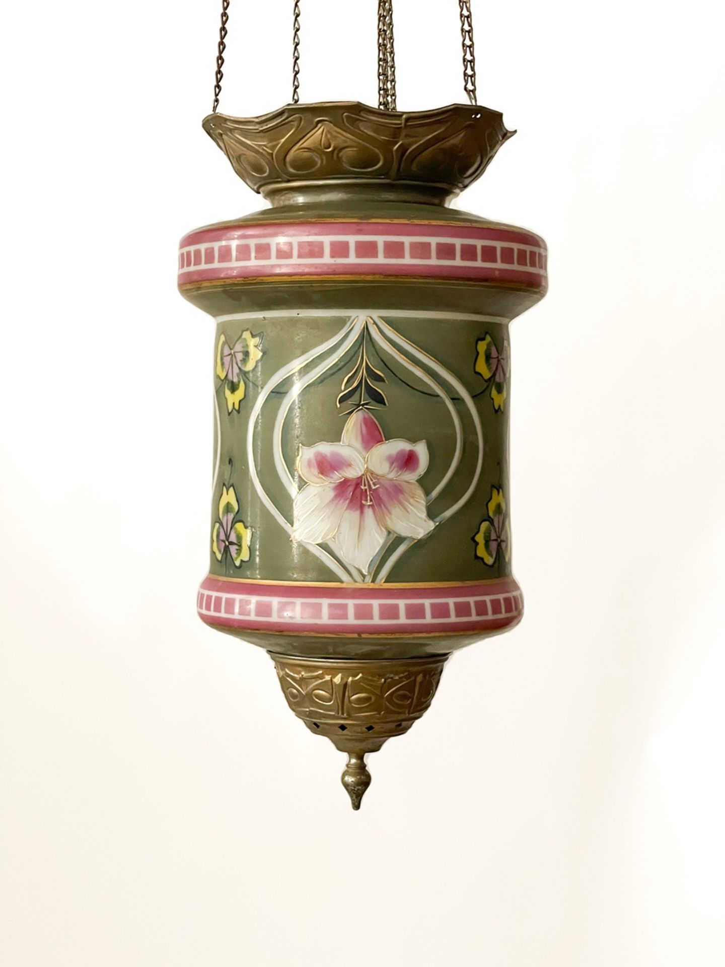 Bemalte Jugenstil Zuglampe - Image 2 of 6