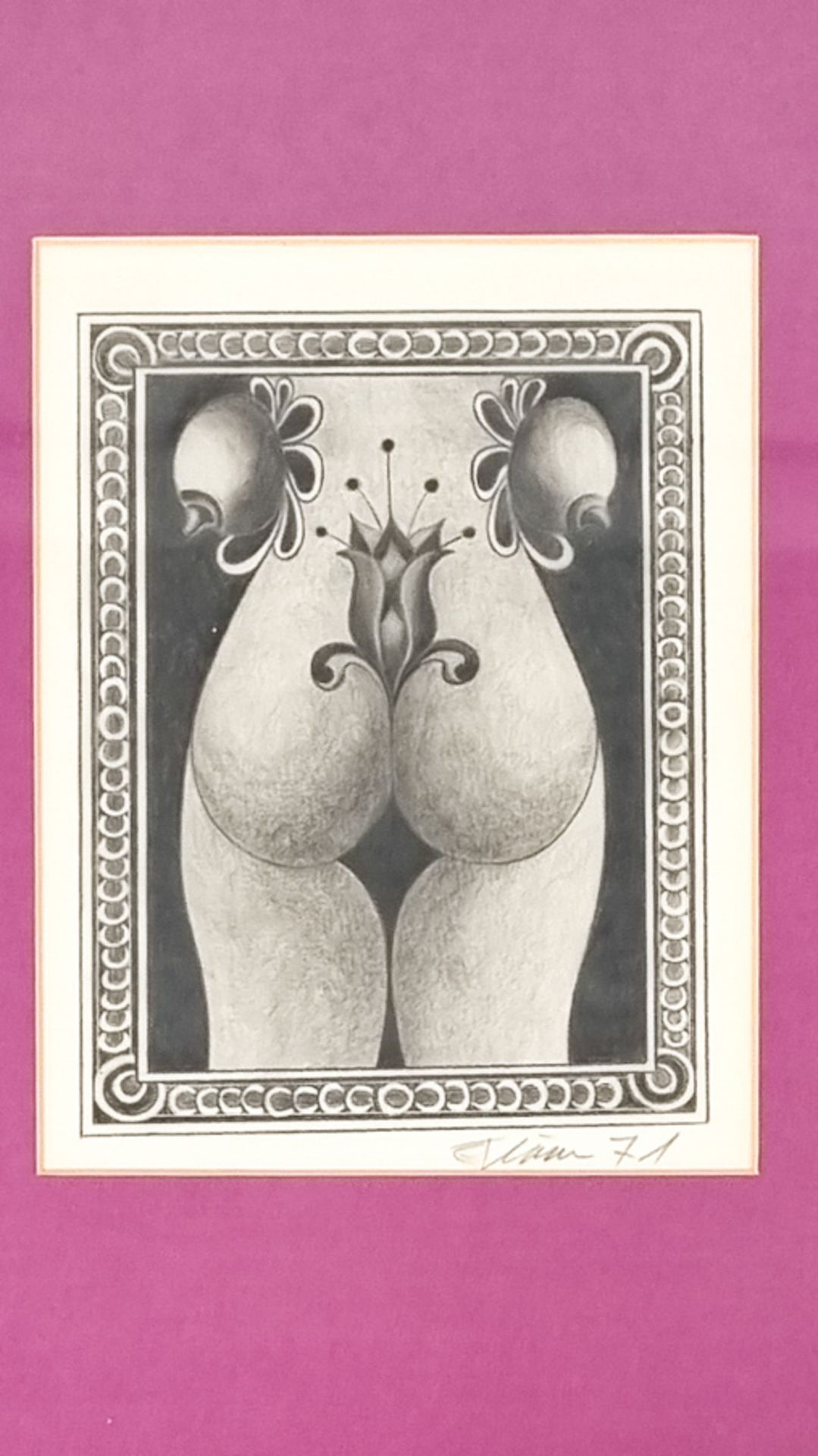 Erotische Darstellung/Bleistiftzeichnung - Image 2 of 2
