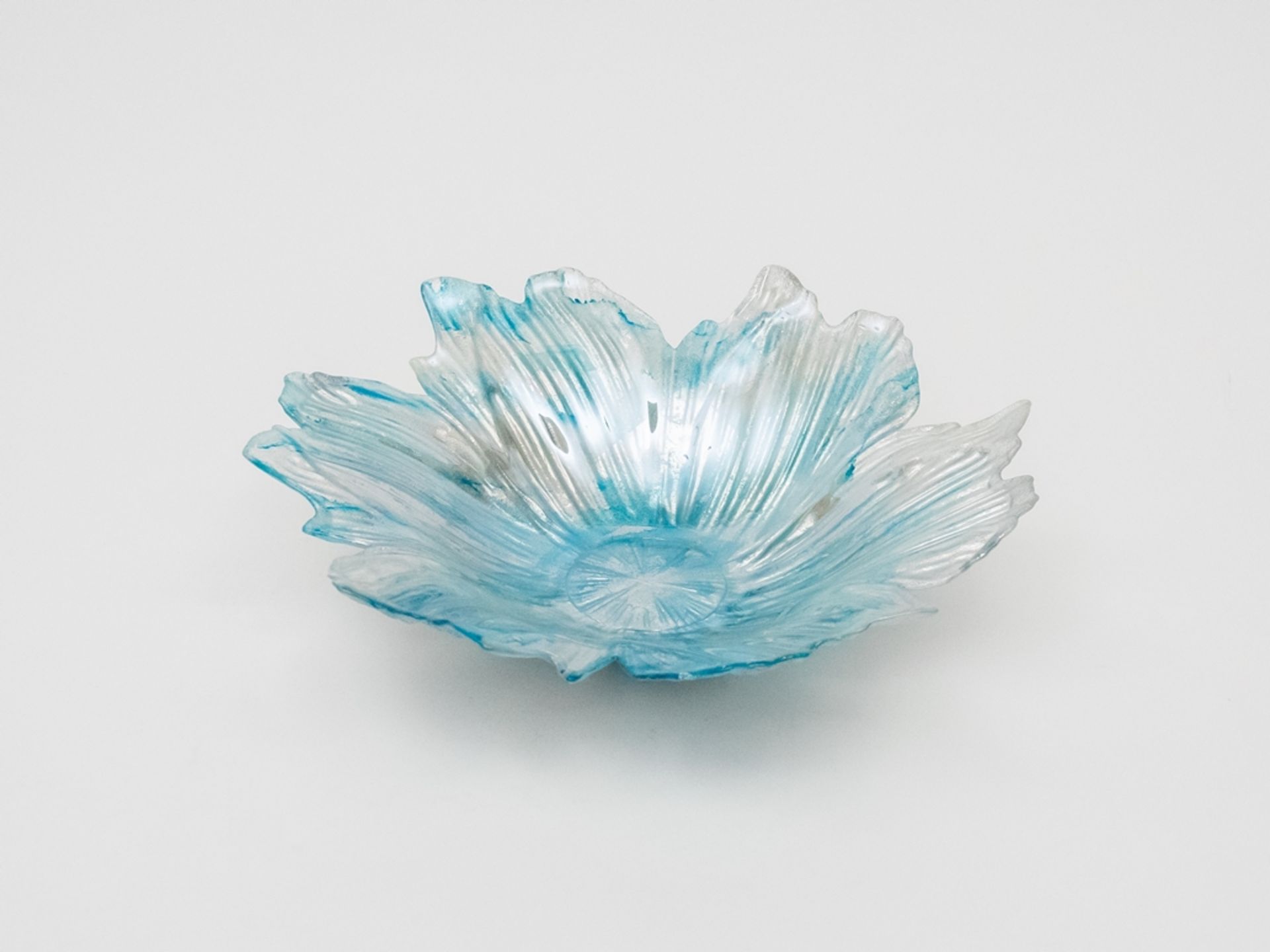 Blau-silber glitzernde Murano-Glasschale