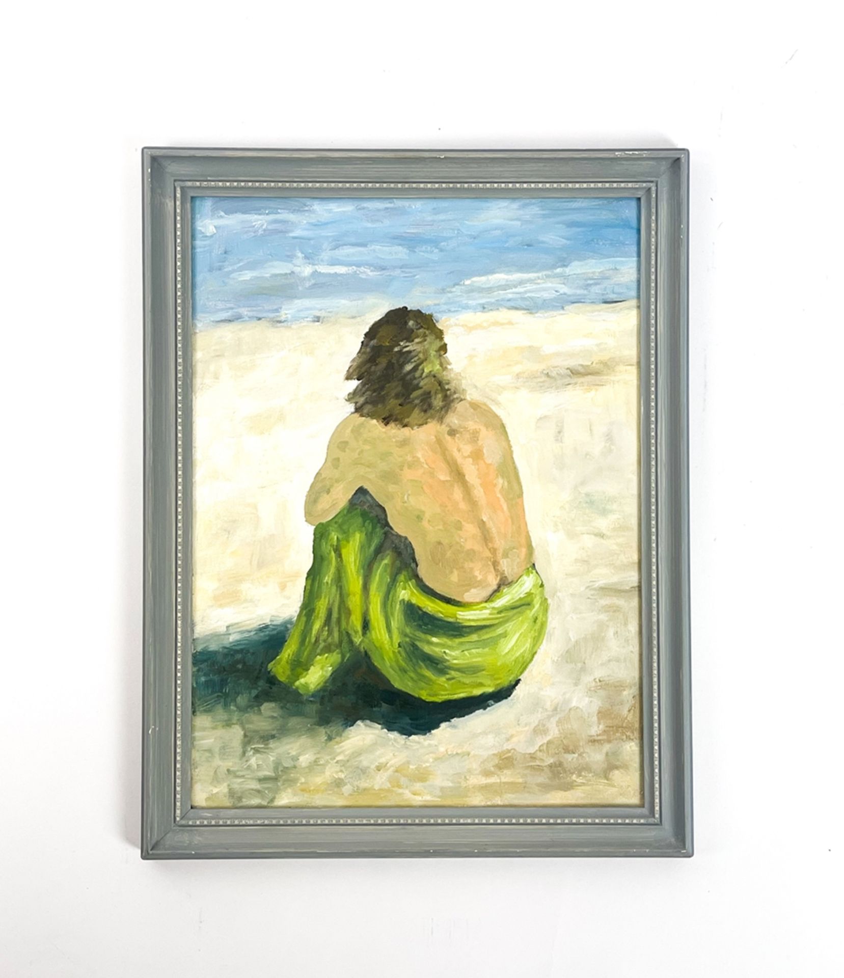 Kleines Gemälde "Akt am Strand" - Bild 2 aus 3
