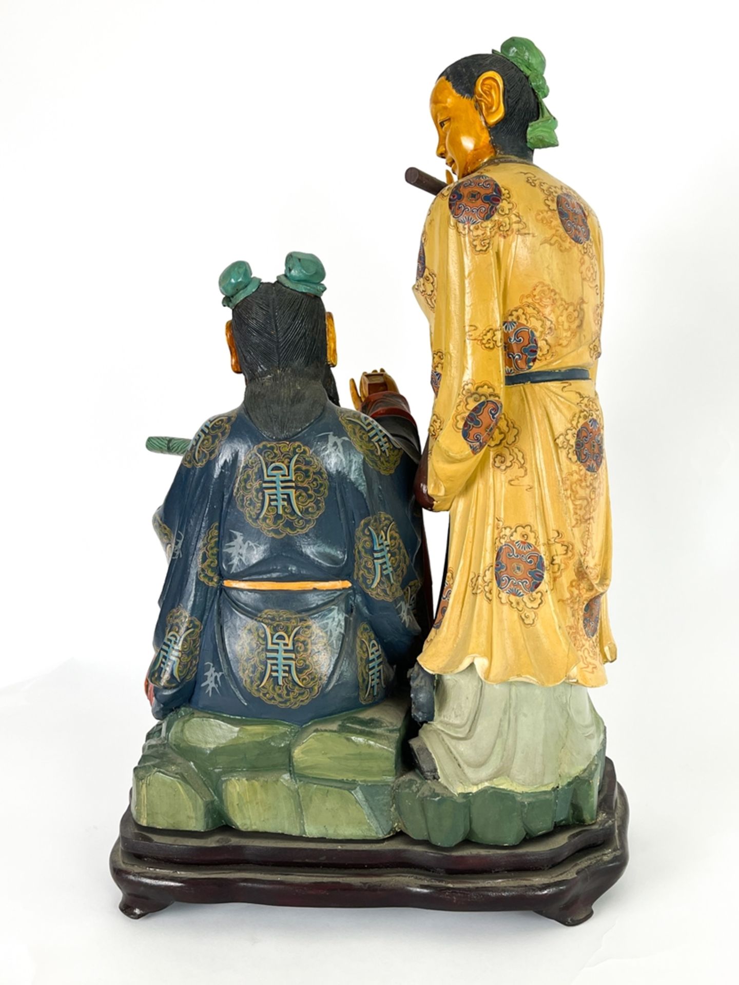Chinesische Skulptur aus Pappelholz und Elfenbein  - Bild 9 aus 12