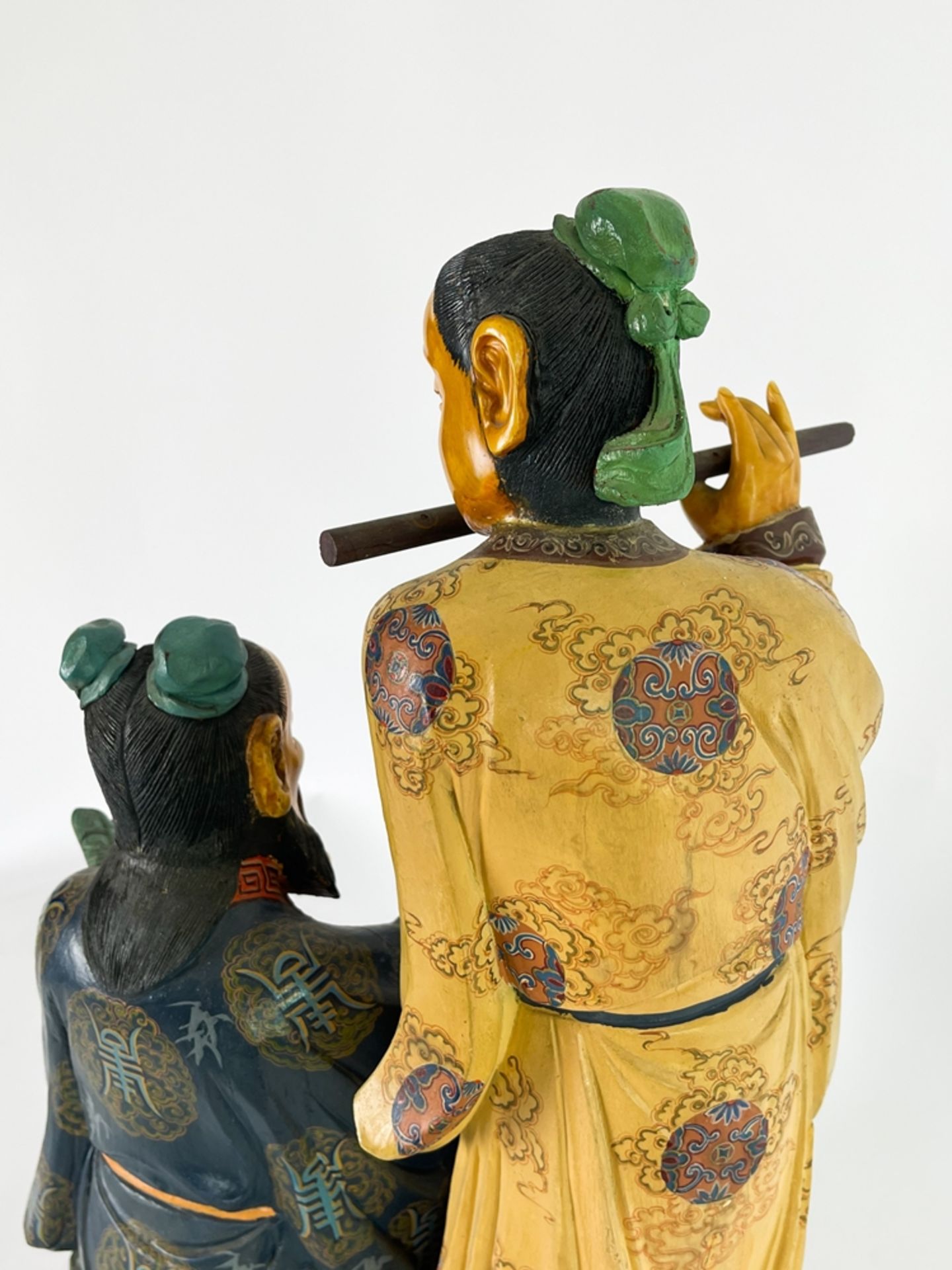 Chinesische Skulptur aus Pappelholz und Elfenbein  - Bild 11 aus 12