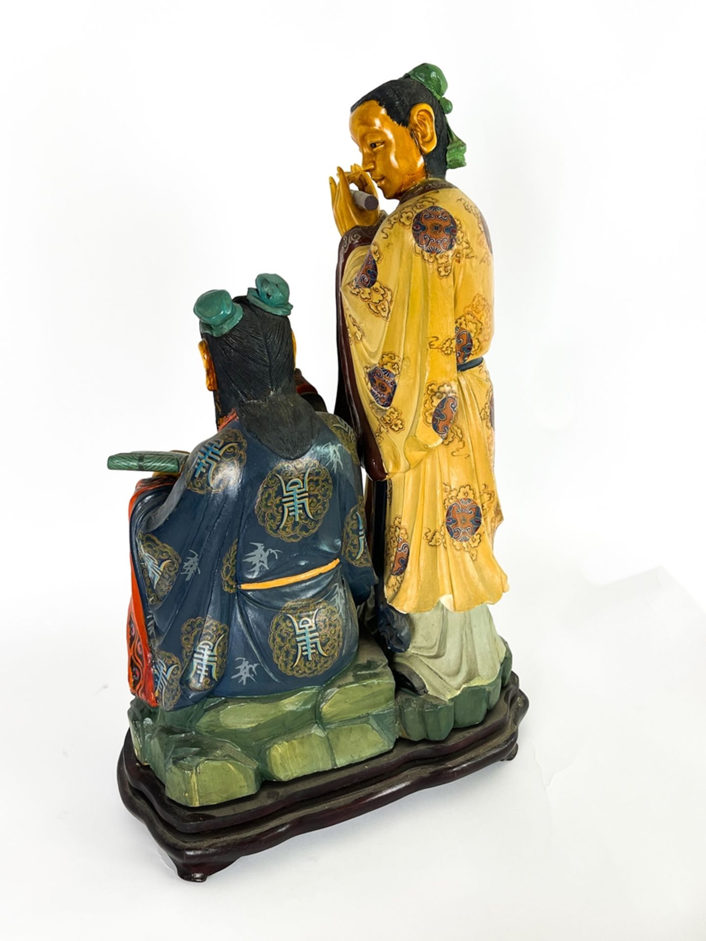 Chinesische Skulptur aus Pappelholz und Elfenbein  - Bild 10 aus 12