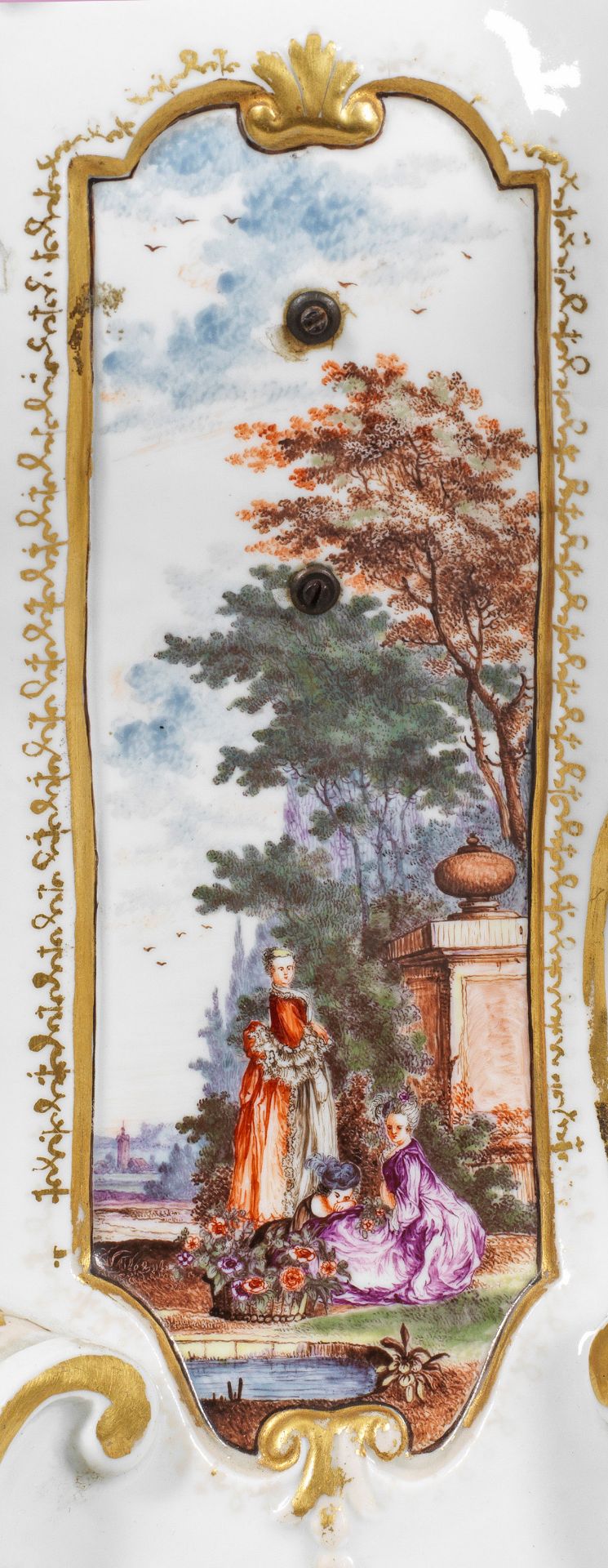 Prächtige barocke Prunkuhr mit Watteauszenen - Bild 5 aus 6