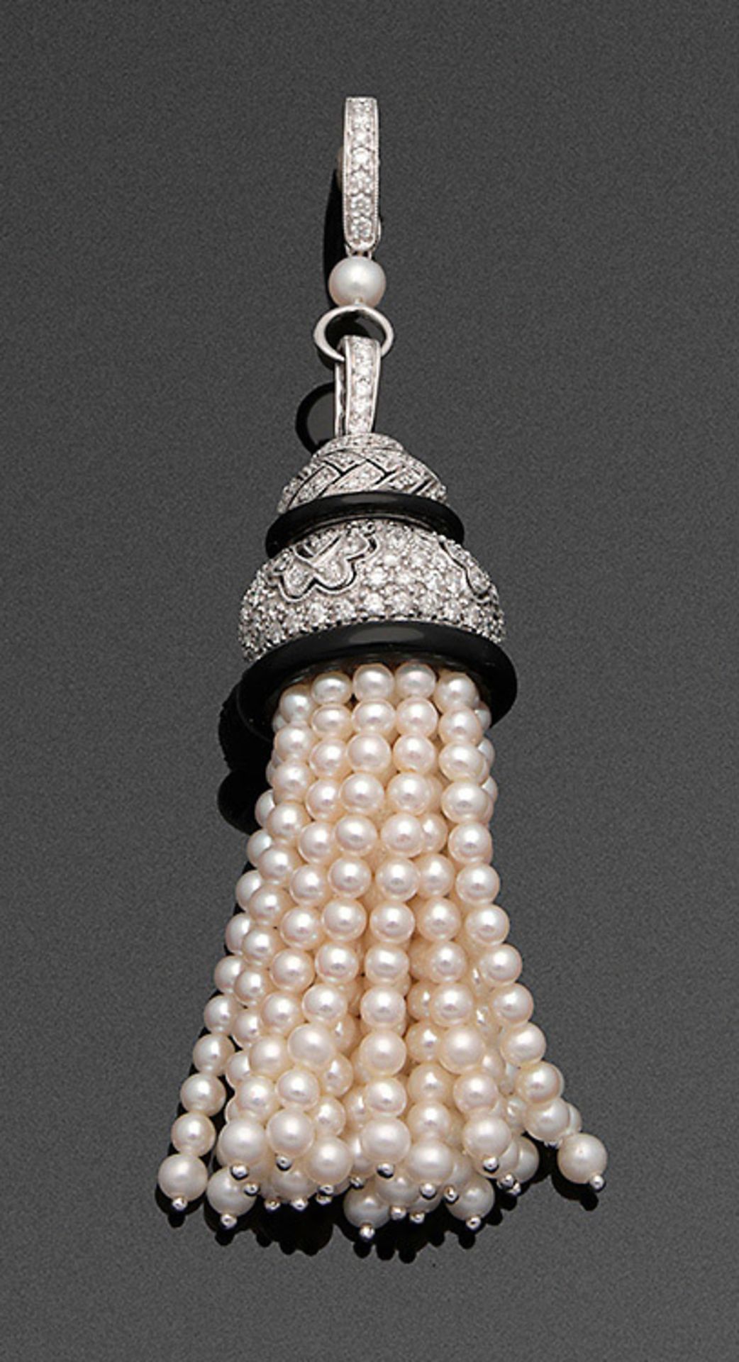 Perl-Diamantanhänger im Stil von Cartier der 20er Jahre