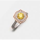 Eleganter Fancy-Vivid-Yellow-Brillantring