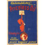 Großes Art Déco-Werbeplakat für "Priceless-Oil"