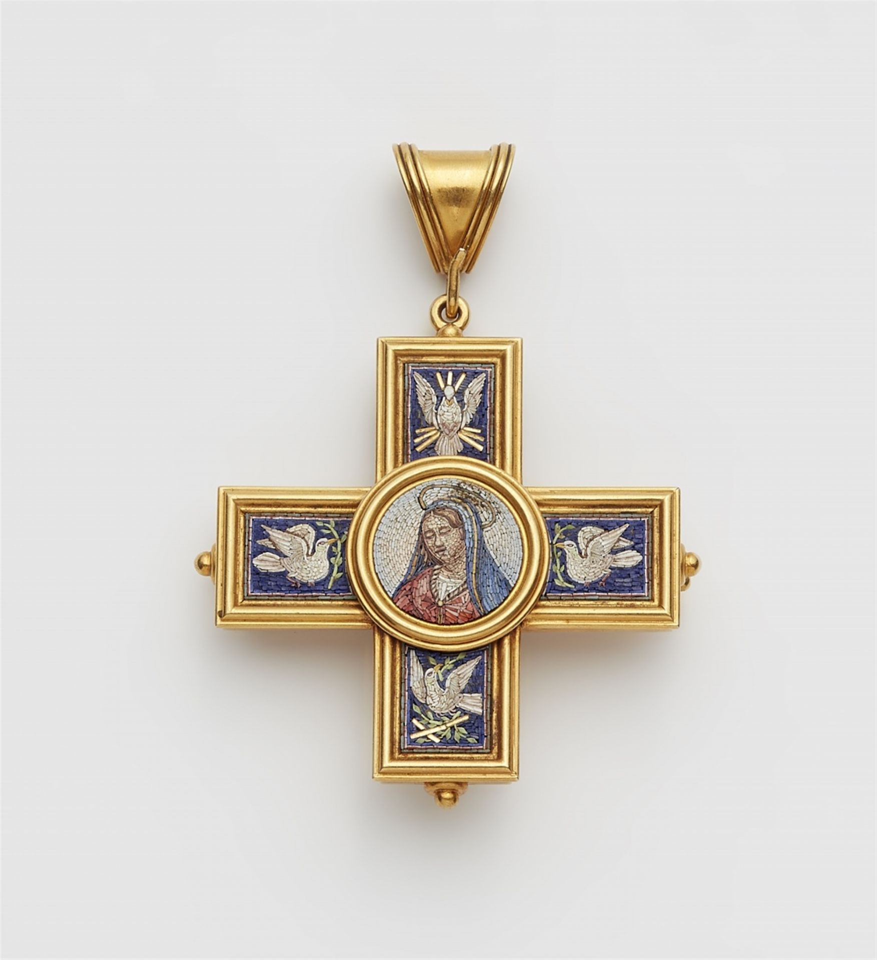 A micromosaic cross pendant