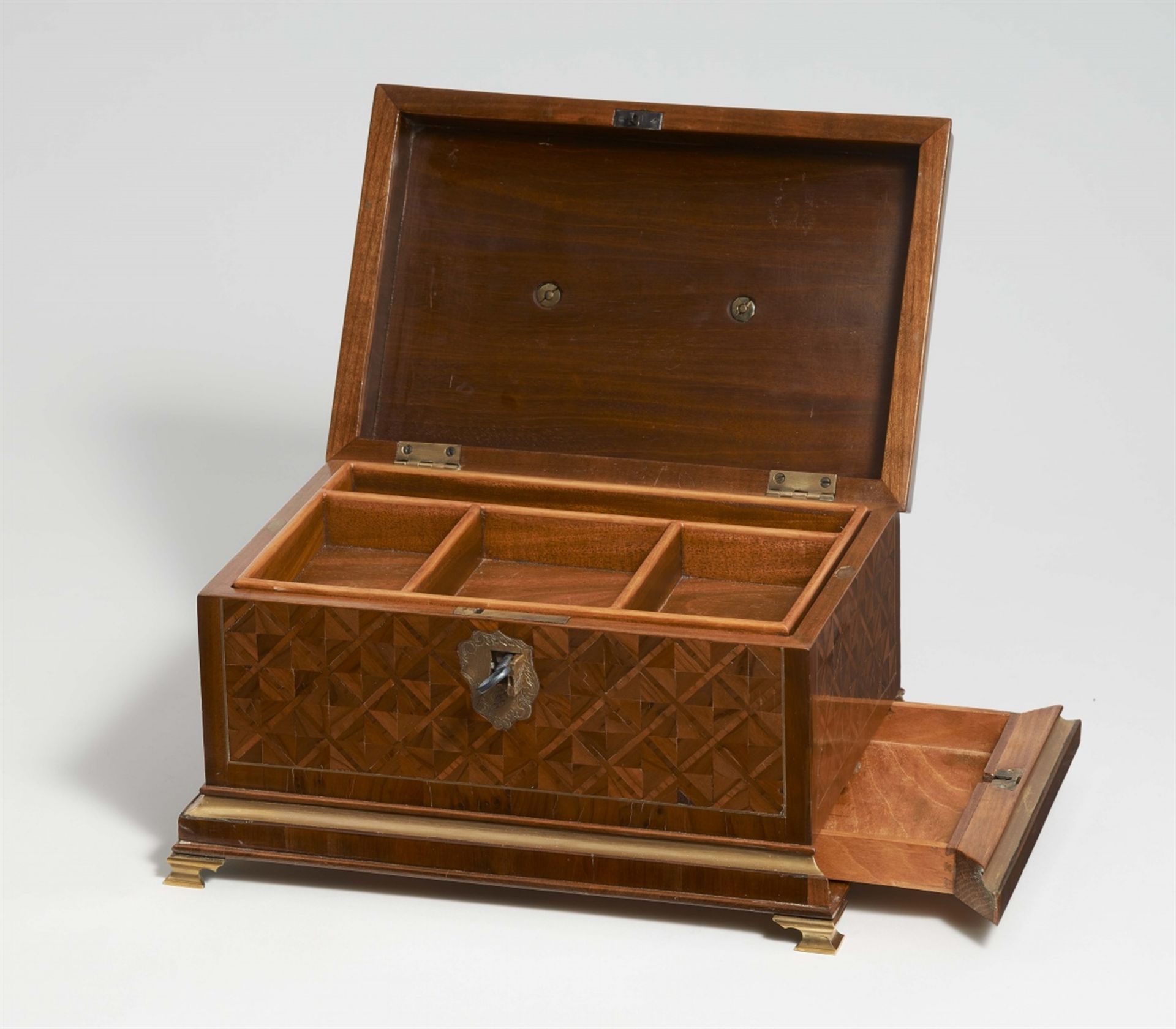 A large cherry wood box by Abraham Roentgen - Image 3 of 3