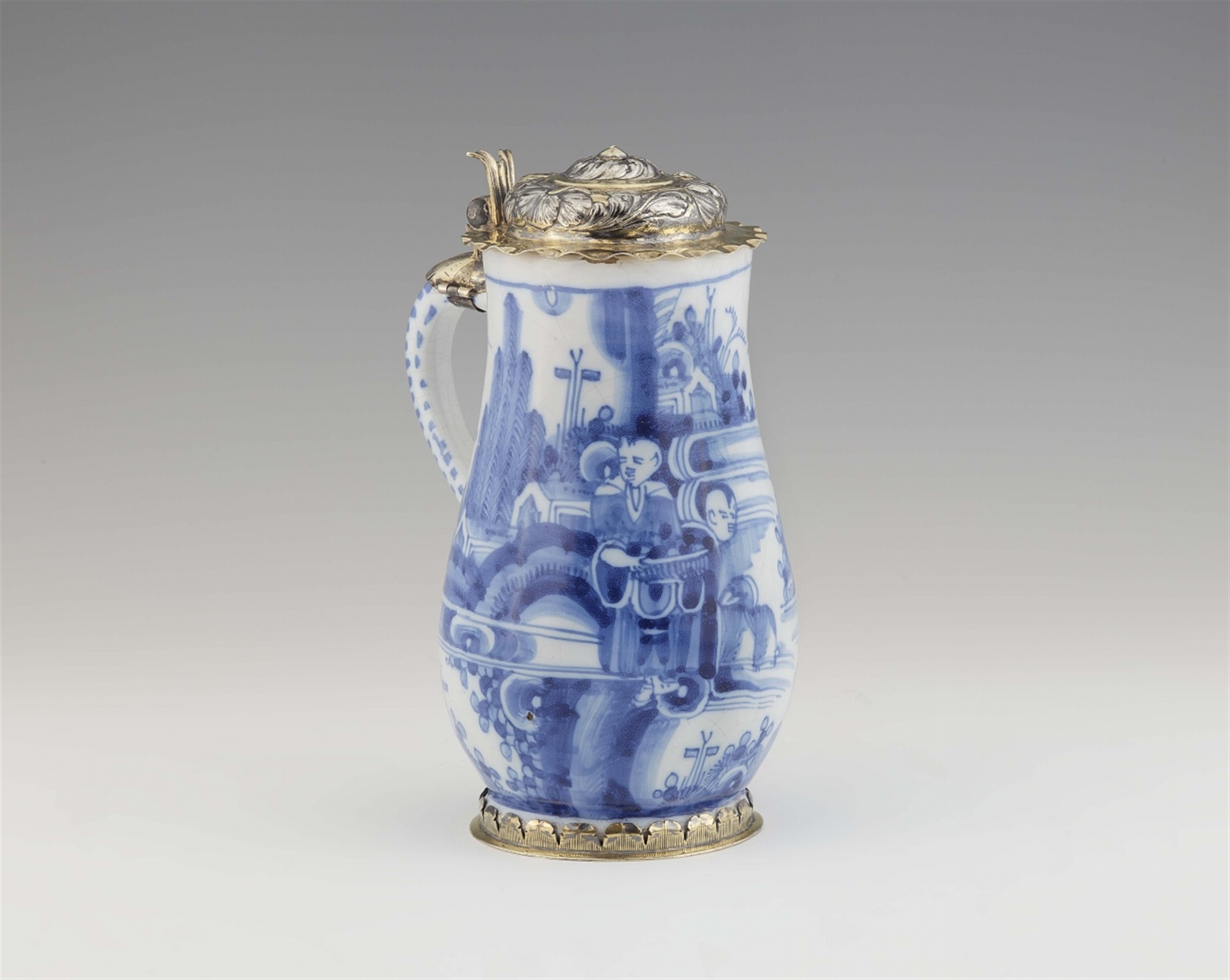 A faience pitcher with Salzburg silver mountings