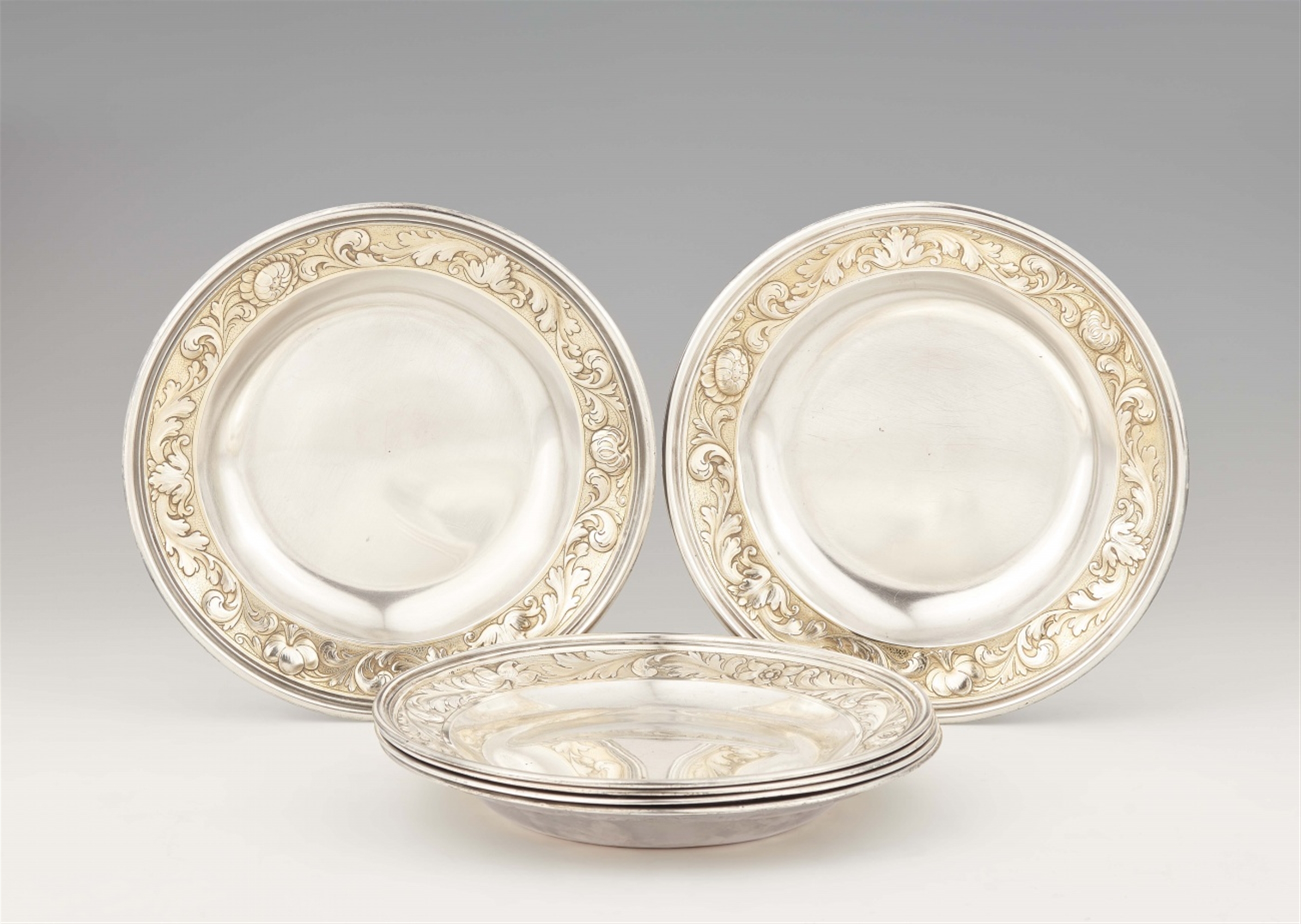 Six St. Petersburg silver plates