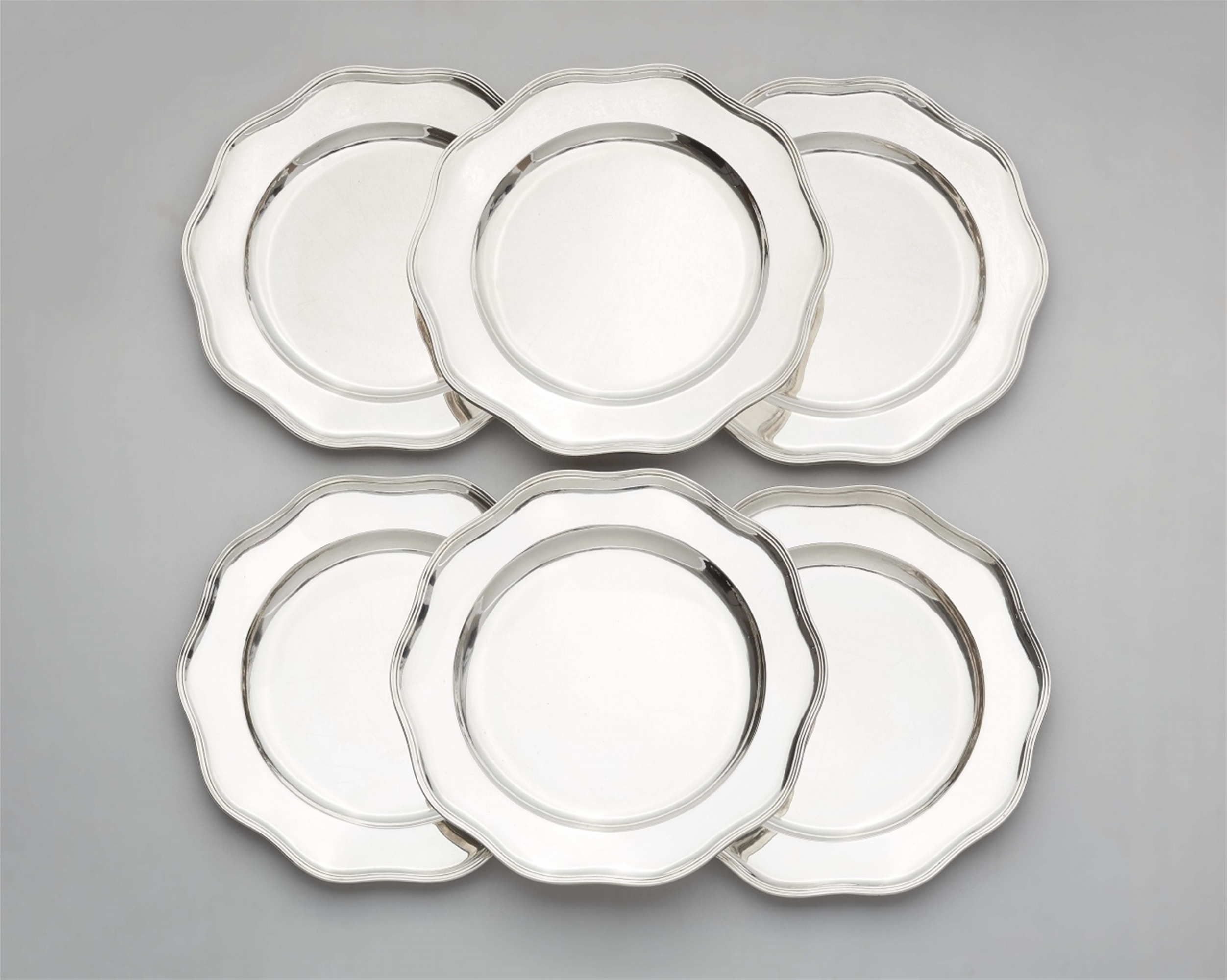 Six Strasbourg silver plates