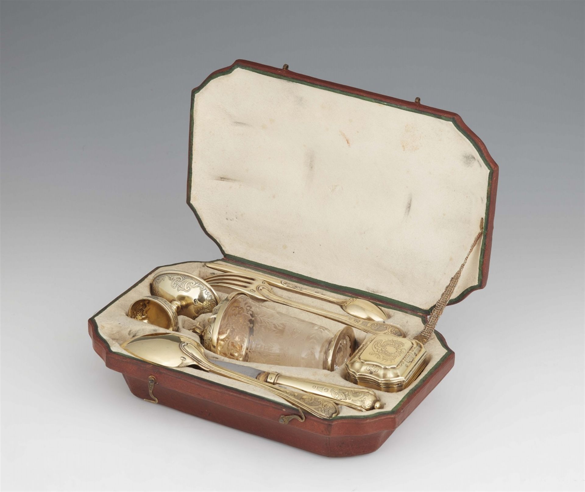 An Augsburg silver travel cutlery set