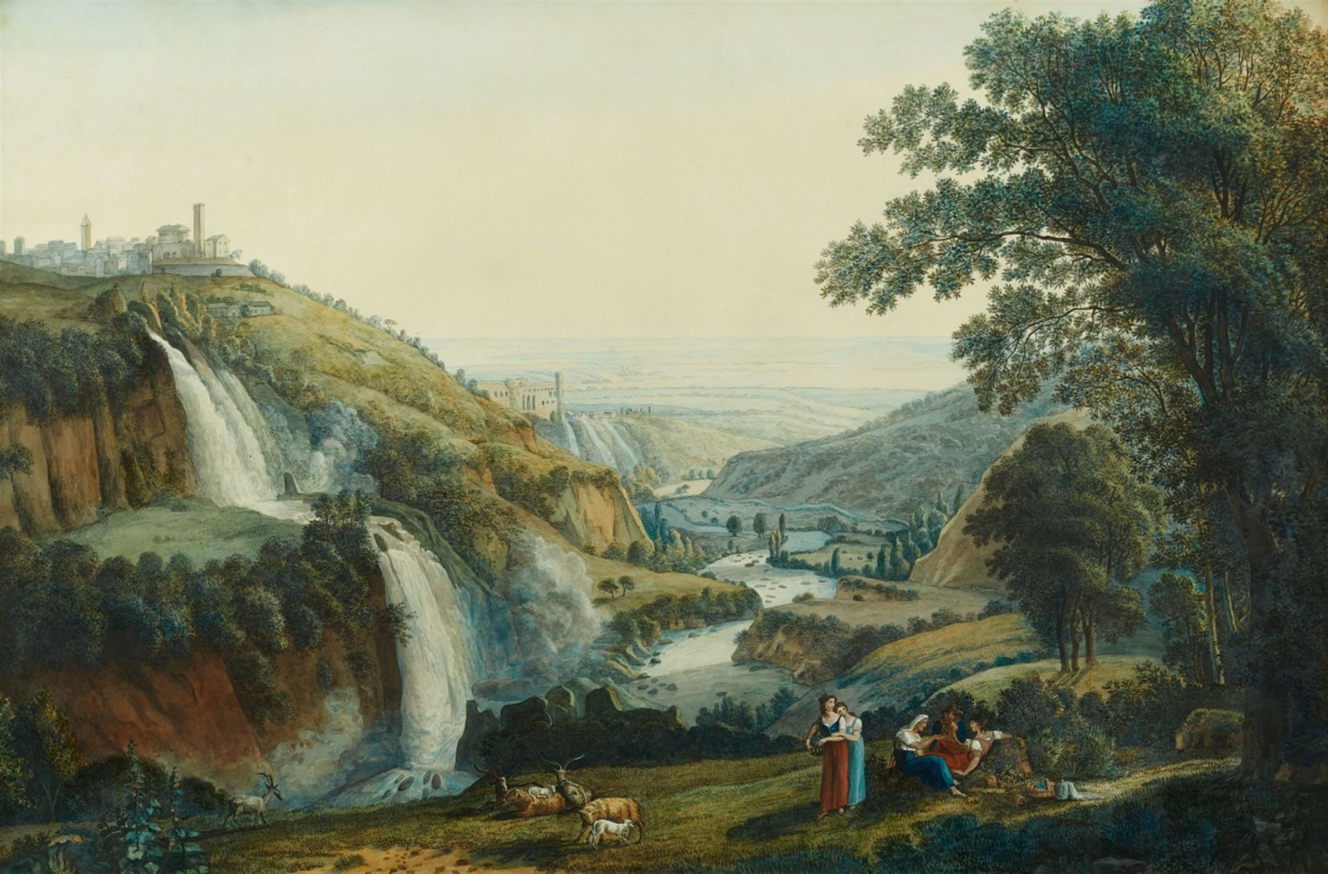 Deutscher Künstler um 1800<BR>Aniotal mit den Wasserfällen von Tivoli