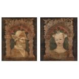 Bonifacio BemboZwei Bildnispaare, jeweils in gemaltem gotischem Spitzbogen eingefasst