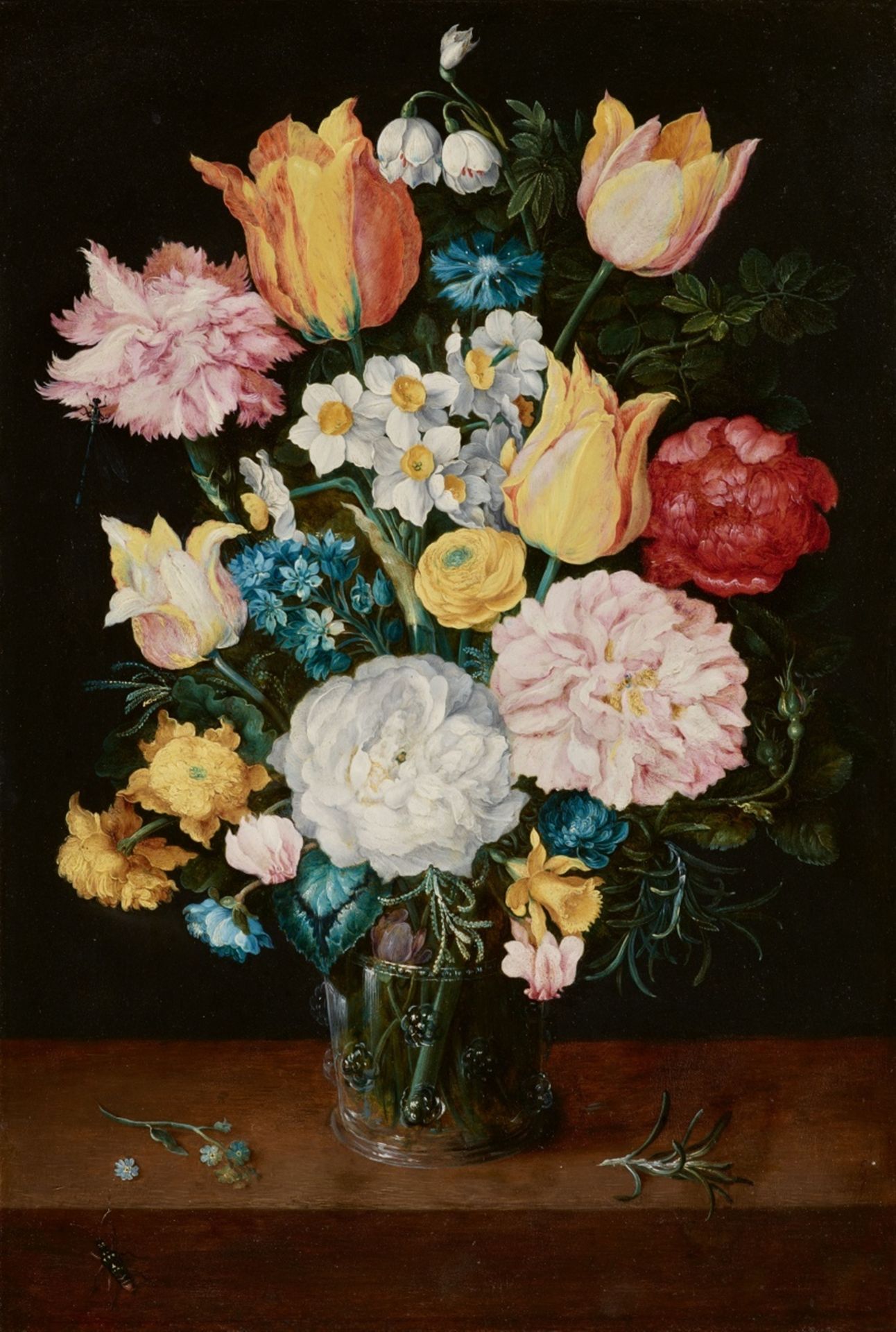 Jan Brueghel the Younger<BR>Jan Brueghel the Elder<BR>Still Life with Tulips, Roses, Narcissi, Forge