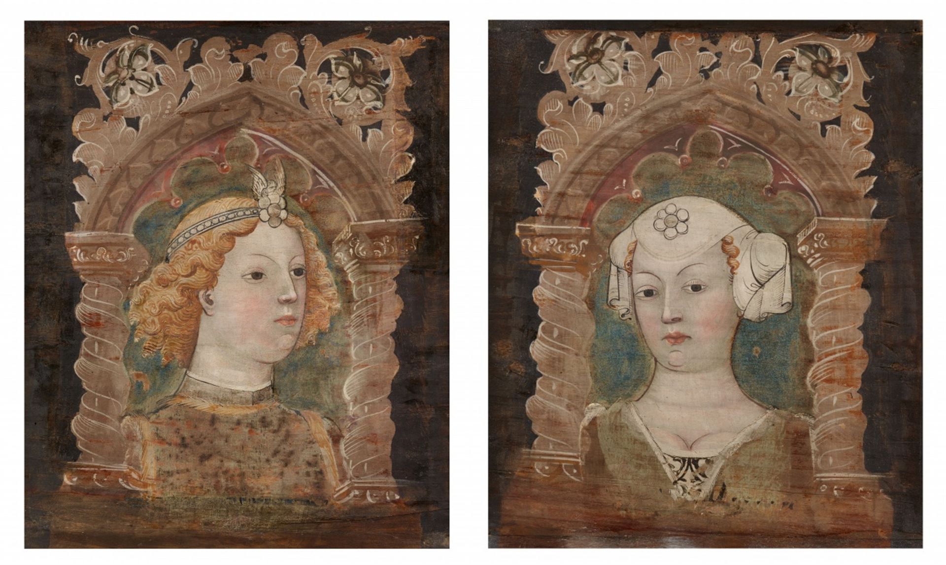 Bonifacio Bembo<BR>Two Portraits in Gothic architectural Surrounds