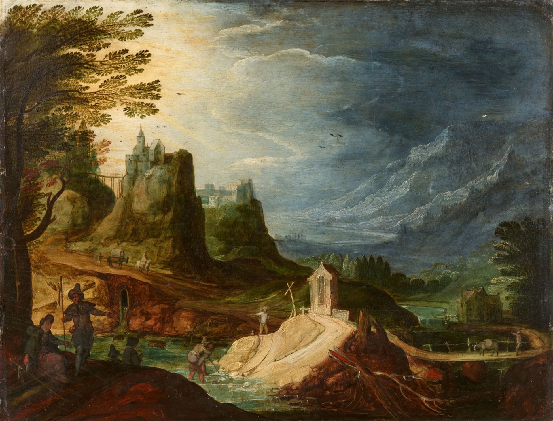 Joos de Momper<BR>Mountain Landscape with a Ford