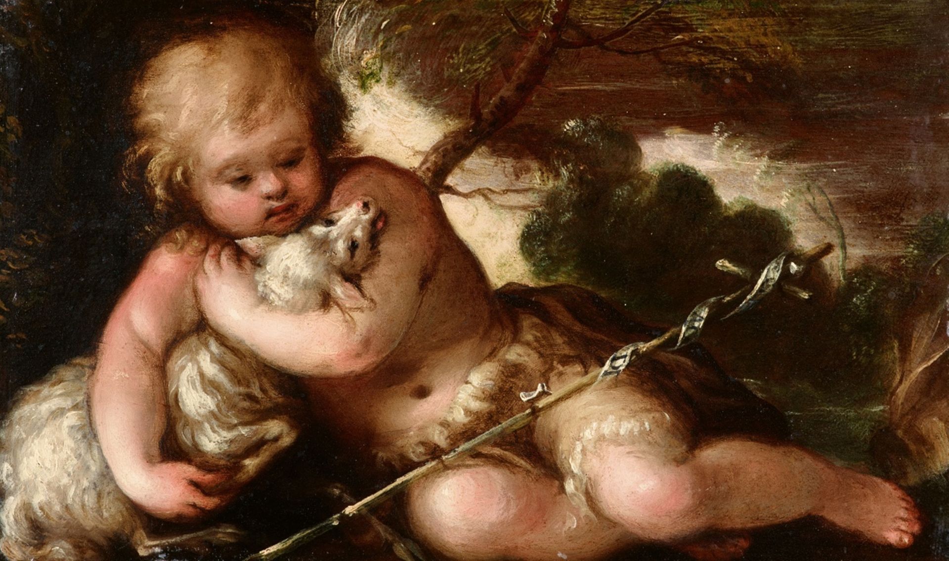 Lombardian School 17th century<BR>The Infant John the Baptist with the Agnus Dei<BR>The Christ Child