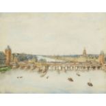 Johann Ludwig Ernst MorgensternZwei Ansichten von Frankfurt mit Blick auf Main, Alte Brücke und