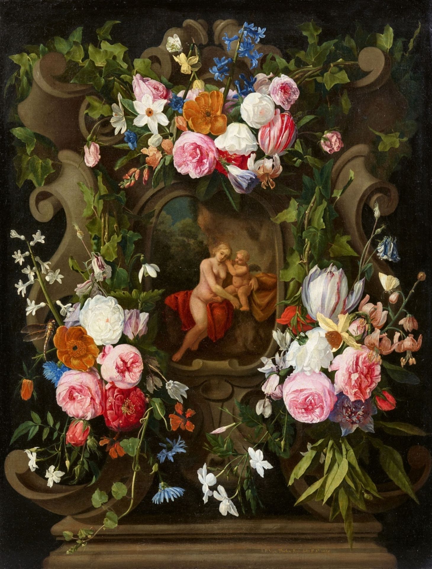Jan Philip van Thielen<BR>Blumengirlande mit Venus und Amor