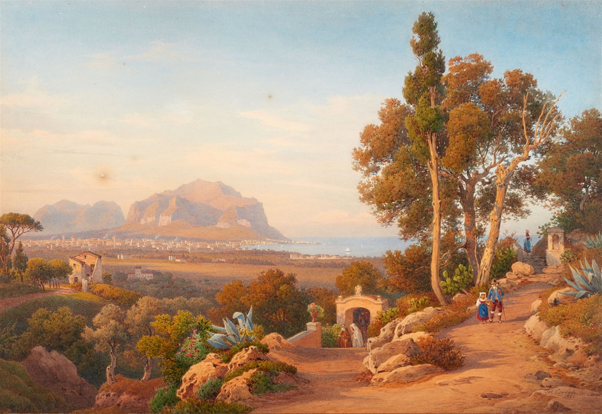 Salomon Corrodi<BR>Blick auf den Monte Pellegrino bei Palermo