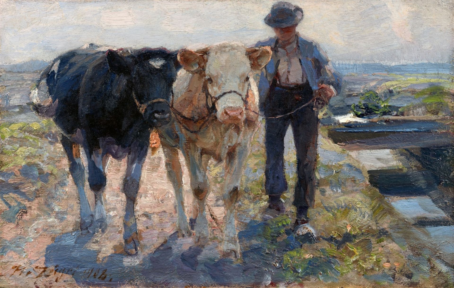 Heinrich von Zügel<BR>Peasant with an Ox Cart