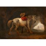 Philips WouwermanWeißes Pferd und Mann in einer Felsgrotte