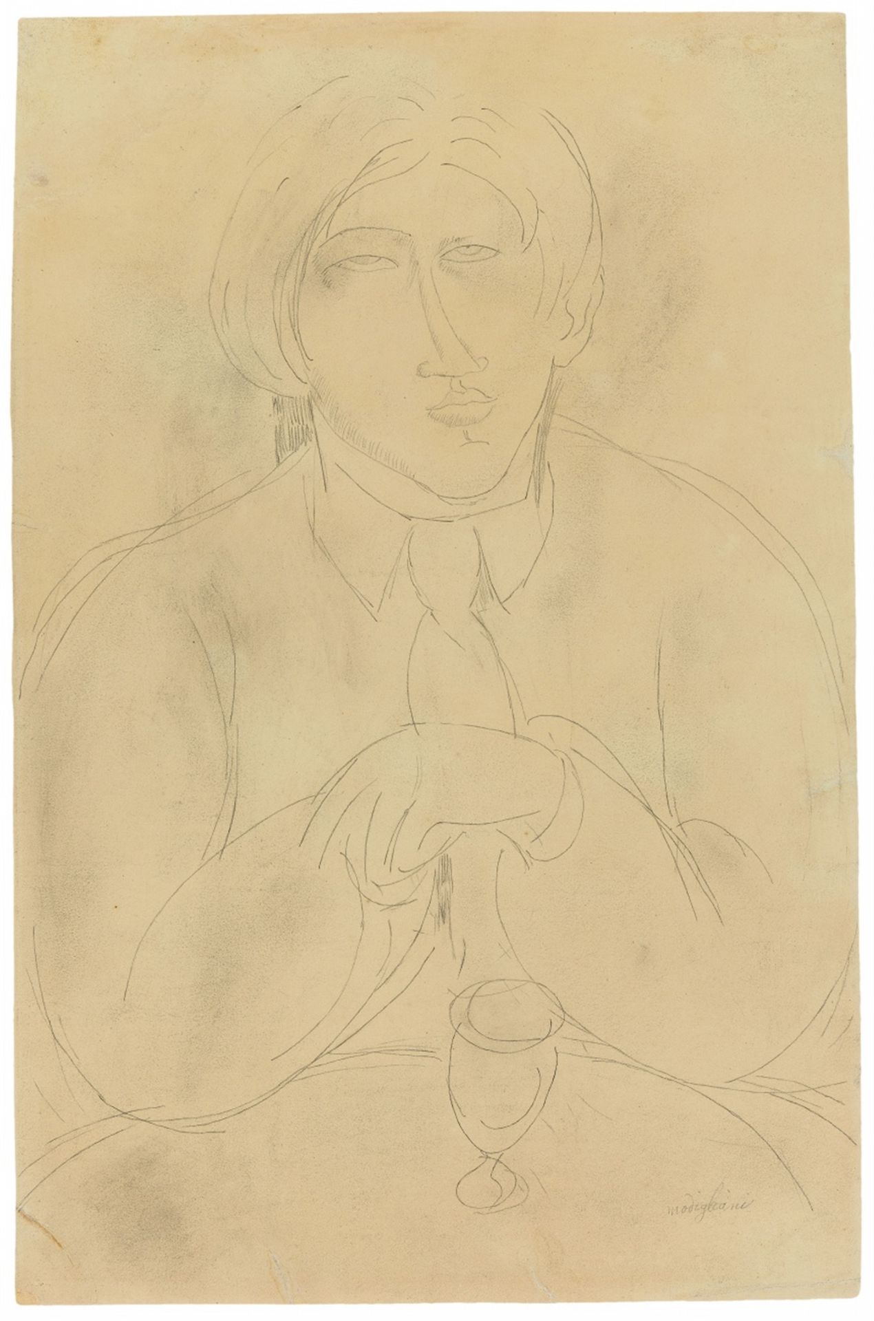 Amedeo Modigliani<BR>Chaïm Soutine assis à une table