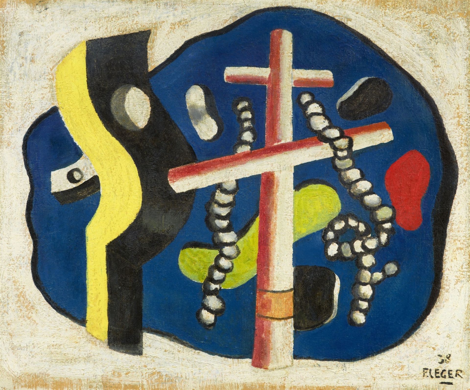 Fernand Léger<BR>Deux cordages sur fond bleu