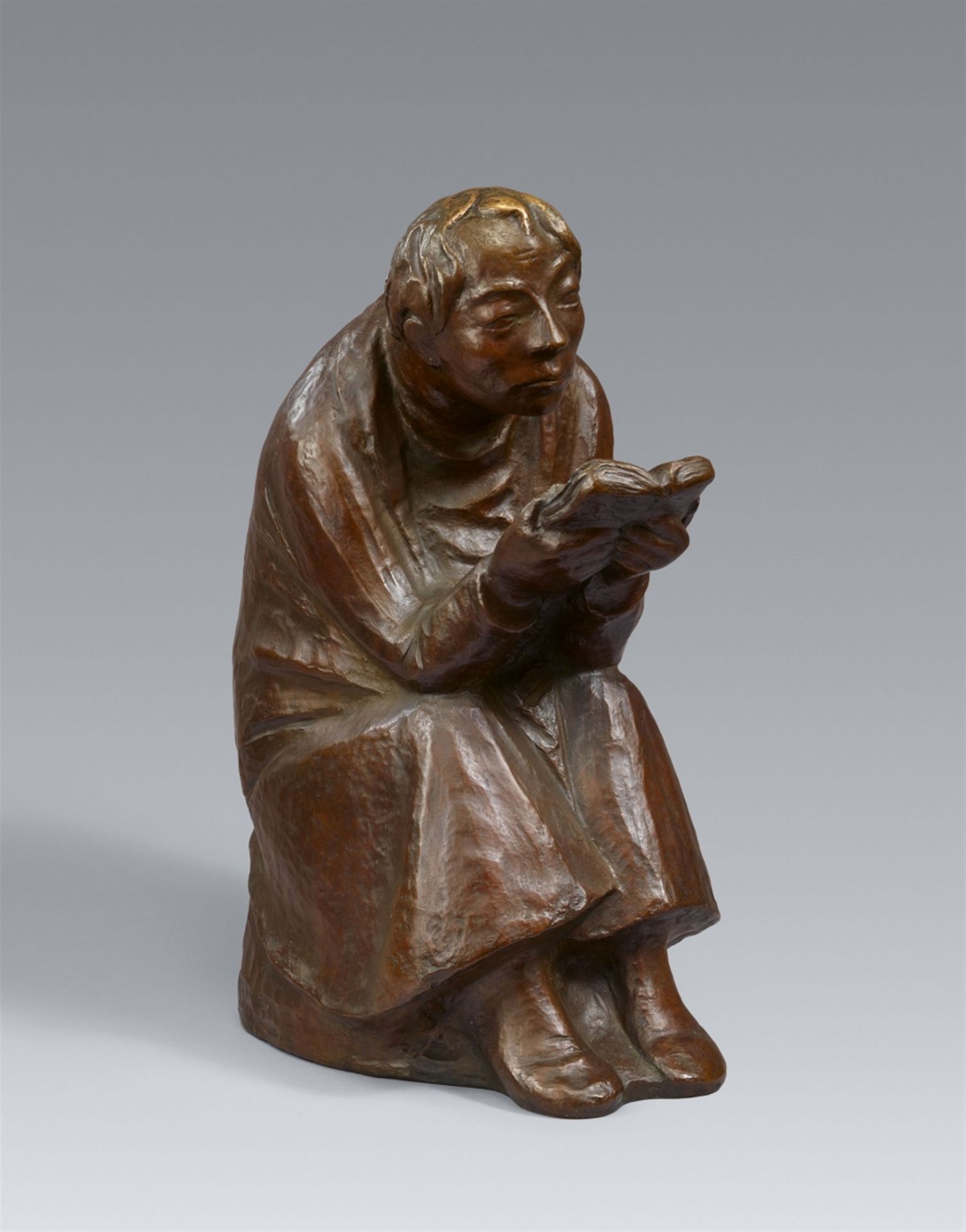 Ernst Barlach<BR>Der Buchleser (Lesender Mann im Wind)