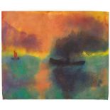 Emil Nolde, Meerlandschaft mit Dampfer und Segelboot (N)